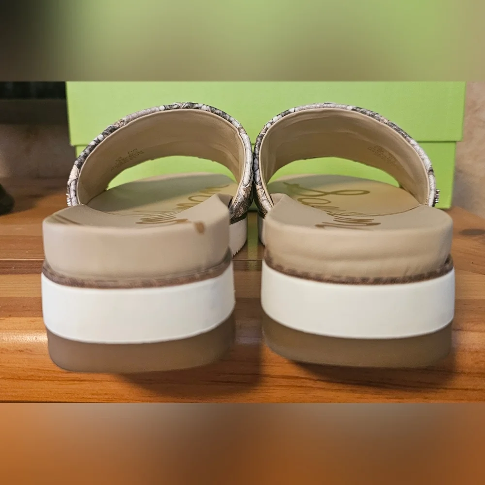 Sam Edelman Women's Snakeskin Slide Sandals - Brown and Gray - Picture 4 of 7